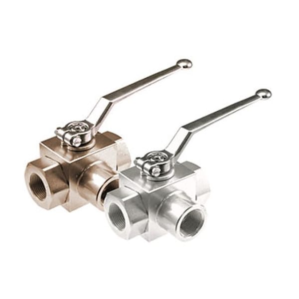 Anchor Fluid Power 1/4" 5800 PSI L-PORT 3-WAY BLOCK BODY BALL VALVE THREADED PLATED STEEL RoHS COMPLIANT AE3LN1/4-11DB - main